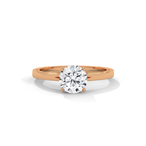 Bague de fiançailles solitaire ovale en or rose avec diamant, sertie de quatre griffes, pour femme - Product Image 1