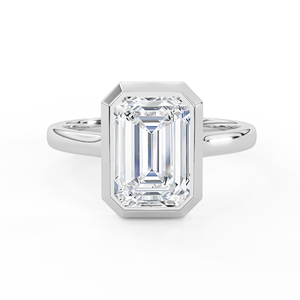 แหวนหมั้นเพชรทรงเหลี่ยมมรกต 2.50 กะรัต ทองคำแท้ 14K 18K เพชรเลี้ยงในห้องปฏิบัติการ ฝังแบบ Bezel ดีไซน์เรียบหรู แหวนแต่งงานแบบ Solitaire ทรง Step Cut - Product Image 2