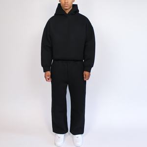 Tracksuits Manufacturer Custom OVERSIZED BOXY Tracksuit For Men Pullover <b>Hoodie</b> and Sweatpants Cotton Fleece Baggy Tracksuits - Product Image 1