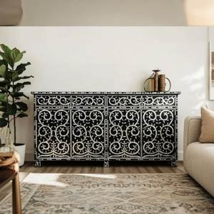 <b>Handmade</b> Modern Flower Design Bone Inlay Dresser Kids Metal Storage Drawers Kitchen Bedroom Living Room Bed Side Table <b>Clothes</b> - Product Image 1