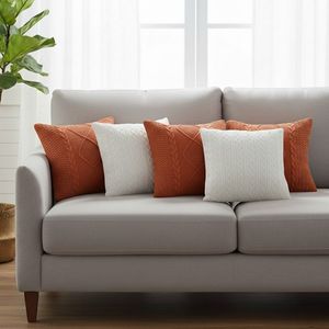 Juego de 5 Fundas de Almohada de Punto Trenzado con Diseño de Diamantes y Funda de Cojín Soga, Decoración Elegante para Cojines de Sofá - Product Image 3