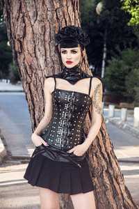 Women's Goth Punk Plus-Size Lace-Up Corset Shapewear Waist Cinchers Best XS Waist Trainer <b>for</b> Women Leather Corsets - Product Image 4