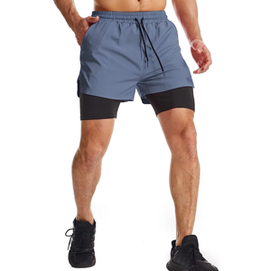 Pantalones Cortos Deportivos Morados para Hombre con Bolsillos, Secado Rápido, Cintura Elástica con Cordón, Tejido de Poliéster - Product Image 4