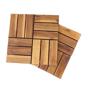 Azulejos de cubierta de PVC entrelazados impermeables de madera dura Natural 100% modernos, madera de acacia de 6 listones para uso en interiores y exteriores, cubiertas lisas - Product Image 3