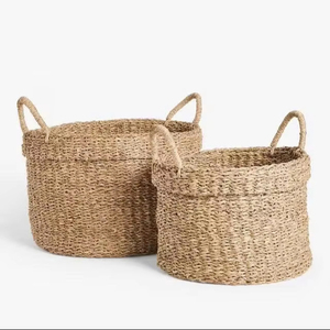 Set of 2 <b>stackable</b> round laundry baskets, home <b>storage</b> baskets, decorative items for the bedroom. - Product Image 1