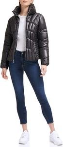 Chaqueta Acolchada Negra para Mujer, con Cuello Alto, Cierre de Cremallera, Manga Larga, Abrigo de Invierno, Color Sólido, Relleno de Poliéster - Product Image 6