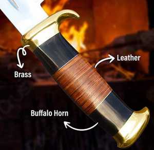 Cuchillo de Caza de Acero al Carbono Grande Hecho a Mano, con Mango de Cuero, Ambidiestro, Moderno, para Pedidos al por Mayor Personalizados OEM ODM - Product Image 6