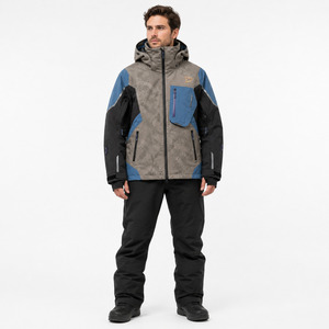 Men's Hooded Color Blocked Ski <b>Jacket</b> <b>Waterproof</b> Zipper Front Synthetic Insulated Outdoor Wear - Product Image 1