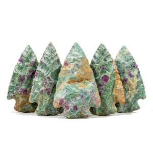 Puntas de flecha de piedra con rubí natural y fuchsite, puntas de flecha de cristal curativas, puntas de flecha de jaspe elegante, gemas para mayoristas de cristales - Product Image 1