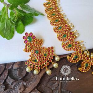 Fine Jewelry Set 1 Gram 24K Gold Plated Necklace & Earrings with Pearls - Product Image 6
