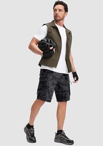 Men's Black Camo Cycling Shorts With <b>Padded</b> <b>Seat</b> Zippered Pockets Quick Dry Summer Outdoor Wear custom sublimation - Product Image 4