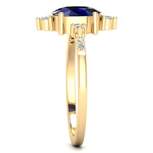 Bagues solitaires REYES, dernier design, saphir bleu ovale 1,25 ct, pour femmes, en or massif 14 carats, avec moissanite. - Product Image 3