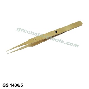 Pinzas de latón n.º 5 de 120 mm, herramientas de joyería de precisión antimagnéticas, pinzas de punta fina para la fabricación de joyas | N.º de artículo GS-1486/5 - Product Image 1