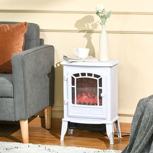 Chimenea Eléctrica Blanca de 750W/1500W, Estufa Independiente con Efecto de Llama Realista y Protección Contra Sobrecalentamiento - Product Image 2
