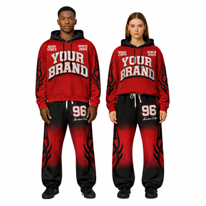 Conjunto de Sudadera con Capucha y Pantalones Deportivos Extra Grandes Ecológicos de Marca Privada, Logotipo Personalizado, Chándal de Algodón Grueso, Fabricante OEM - Product Image 2