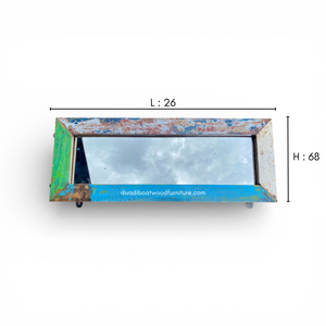 Miroir artisanal en bois de bateau recyclé, couleur naturelle, pour décoration murale et intérieure, salon ou chambre, vente en gros - Product Image 1