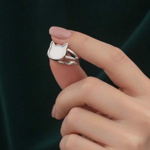 925 Sterling Silver 14k Gold <b>Cat</b> Face Blank Bezel <b>Ring</b> Custom DIY Memorial Jewelry Setting Resin Ashes Hair Breastmilk Keepsake - Product Image 3