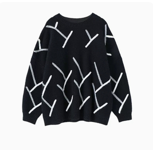 Pull en maille 3D brodé épaissi personnalisé – Pull décontracté en pur coton doux, confortable et respirant - Product Image 3