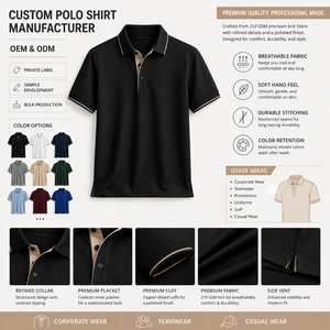 Polo ajusté en coton mercerisé avec étiquette tissée personnalisée et col côtelé – Vente en gros pour uniformes - Product Image 2