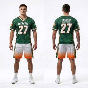 Ensemble Athlétique de Lacrosse Personnalisé 100% Polyester Noir Orange avec Motifs Sublimés – Maillot et Short pour Tenue de Match de Club - Product Image 4