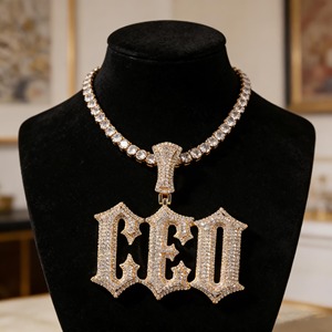 Iced Out Moissanite Letter <b>Pendant</b> 18K Gold Plated Hip Hop Style Themed Charm Men's Everyday Wear <b>Pendant</b> Custom <b>Initial</b> <b>Pendant</b> - Product Image 1