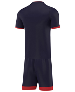 Men's Navy Red Color Blocked Soccer Jersey Short Sleeve Moisture Wicking <b>Athletic</b> Fit Sublimated Print All Seasons Sportwear - Product Image 3