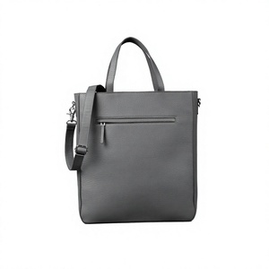ELYSIAN INDUSTRIES Bolso Tote Moderno Unisex de Cuero Genuino, Color Gris Sólido, Cierre de Cremallera, Correa Ajustable, Compartimento Interior Resistente - Product Image 6