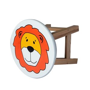 Taburete Infantil de Madera con Diseño de León, Silla Alta para Dormitorio, Sala de Juegos o Guardería - Product Image 5