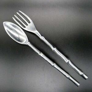 Increíble nuevo diseño hecho a mano plata diseñador rústico ensalada cuchara y tenedor conjunto mango largo - Product Image 5