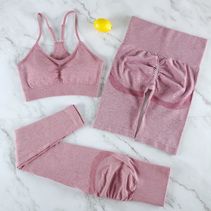 <b>Red</b> 2-Piece Yoga Set Racerback Crew Neck <b>Crop</b> <b>Top</b> Mid-Waist Leggings Seamless Breathable Polyester/Cotton Solid Women's Workout - Product Image 4