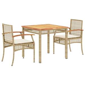 Ensemble de salle à manger de jardin en rotin PE beige 3 pièces - Product Image 2