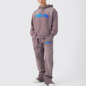 Nouvel ensemble de survêtement vintage personnalisé effet vieilli pour homme, comprenant un sweat à capuche et un pantalon de survêtement évasé à jambe droite - Product Image 6