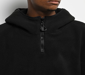 Sweat-shirt à capuche en molleton noir pour homme, décontracté, tricoté, couleur unie, avec logo frontal, 380g - Product Image 3