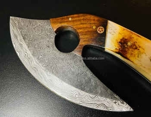 Cuchillo para Pizza de Acero de Damasco Industrial de Alta Calidad, Hecho a Mano, con Doble Hoja en Forma de Hacha - Product Image 2