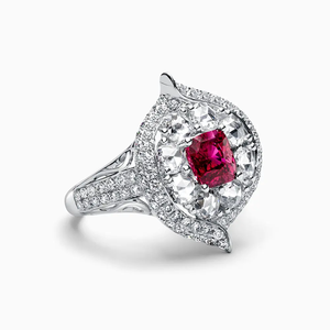 Bague de luxe unisexe Krishnavii KR 221 en or blanc 18 carats avec diamants taille coussin et taille rose certifiés IGI - Product Image 5
