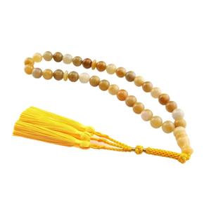 Rosario Tasbih de Perlas de Agua Dulce Redondas Hechas a Mano de Alta Calidad con Piedra Principal y Diseño Islámico - Product Image 6