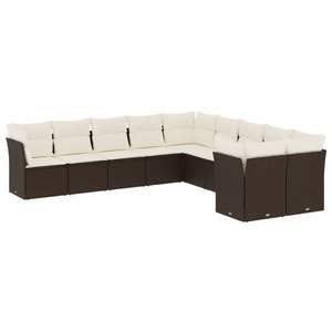 Ensemble de canapés de jardin en rotin PE marron et crème avec structure en acier thermolaqué – Mobilier d'extérieur élégant - Product Image 2