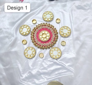 Tapis décoratif Patola Rangoli pour le sol, plateau de centre de table pour mariage, thali de Diwali et décoration pour les festivals indiens, décoration intérieure - Product Image 2