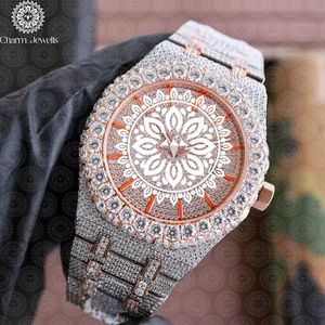 Montre de luxe Charm Jewels en acier inoxydable, cadran carré de 40 mm serti de diamants, verre cristal, mouvement mécanique analogique pour homme - Product Image 1