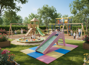 Plastic <b>Slide</b> For Kids <b>Indoor</b> Play Green Surface Pink Frame Home Use - Product Image 6