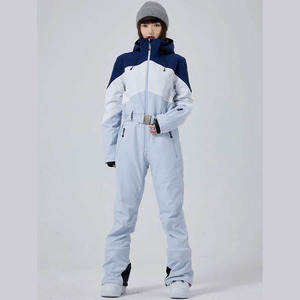 Traje de Esquí Profesional Personalizado de una Pieza, Impermeable 10.000 mm, Cortavientos, con Capucha, Elástico, con Bloques de Color, Cálido y Holgado - Product Image 3