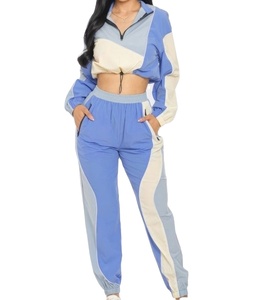New Fashion Spring <b>Zip</b> <b>up</b> <b>Jacket</b> Patchwork Pants Sweatsuit Set Tracksuit Woman Jogger Set - Product Image 4