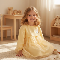 Robes de fête pour filles, design tendance, mignonnes, décontractées, en dentelle, à manches longues, longueur genou, coupe trapèze, imprimé animal, collection printemps