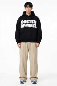 เสื้อฮู้ดดี้ผู้ชายสีดำสำหรับฤดูหนาว ยี่ห้อ Oneten Apparel แบบสวมหัวลำลอง ผ้าโพลีเอสเตอร์/คอตตอน หนานุ่ม - Product Image 4
