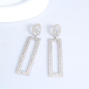 Geometric Moissanite Drop <b>Earrings</b> Round Cut <b>Diamond</b> <b>Dangle</b> Ear Jewelry for Wedding Party Gift - Product Image 3