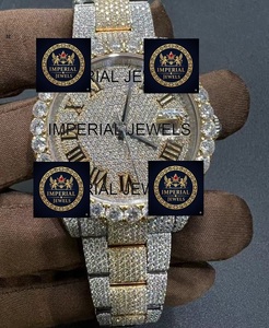 Montre de luxe pour homme en acier inoxydable, boîtier 18 mm, mouvement mécanique, cadran à aiguilles, diamants incrustés, étanche 10 bars, style tendance - Product Image 1