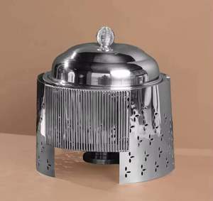 Recipiente para Calentar Comida Tipo Buffet de Acero Inoxidable Negro y Dorado de Lujo con Tapa de Cúpula, Plato para Servir - Product Image 3