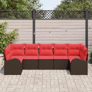 Ensemble de canapés de jardin en polyrotin synthétique brun, 7 pièces, avec coussins, pour divertissements en plein air - Product Image 3