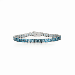 Bracelet tennis cubique en argent sterling 925, 100% topaze bleue véritable, bijoux fins, accessoires à prix de gros - Product Image 1
