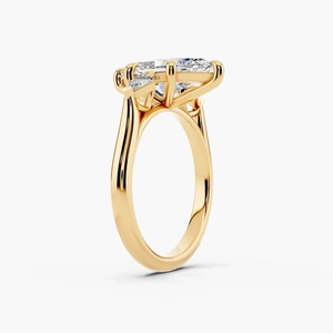 Bague de fiançailles à trois pierres en diamant de laboratoire taille marquise certifié IGI avec pierres latérales taille cerf-volant en or 10K 14K 18K et argent 925 935 - Product Image 3